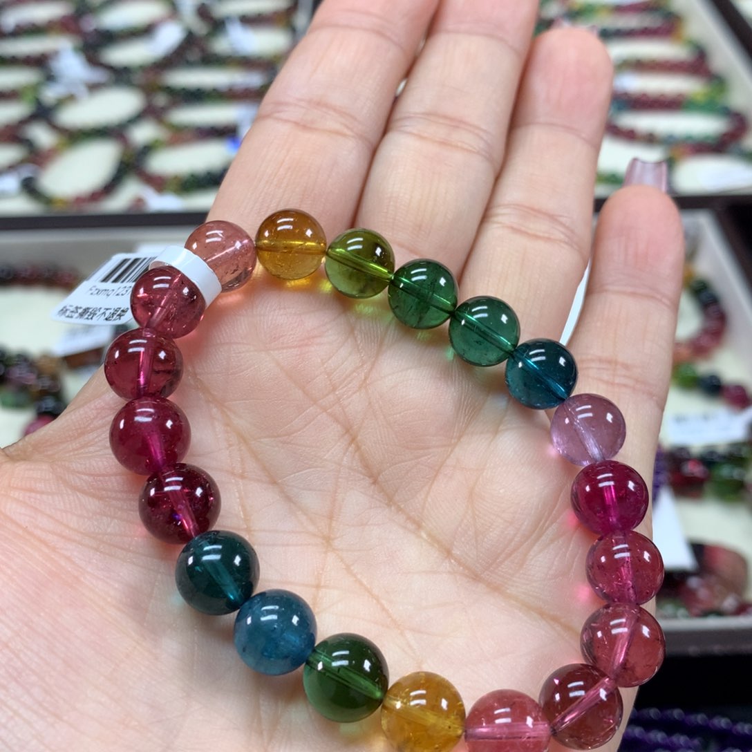 碧玺手链未镶嵌紫*手链9.5毫米左右