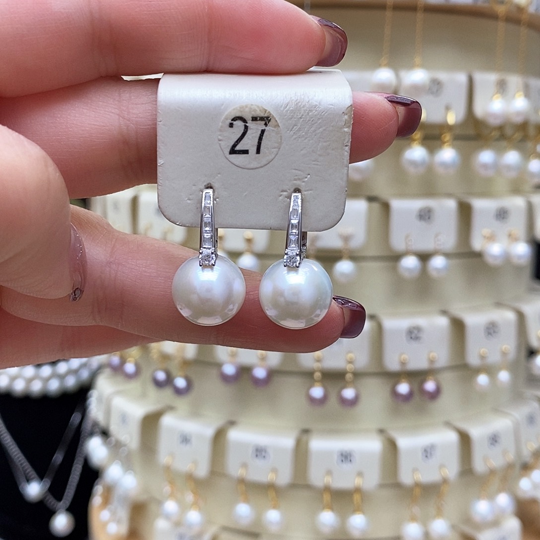 淡水珍珠耳饰银S925镶嵌