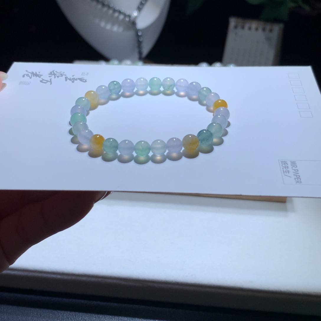 翡翠手链未镶嵌马卡龙多宝手串卡6