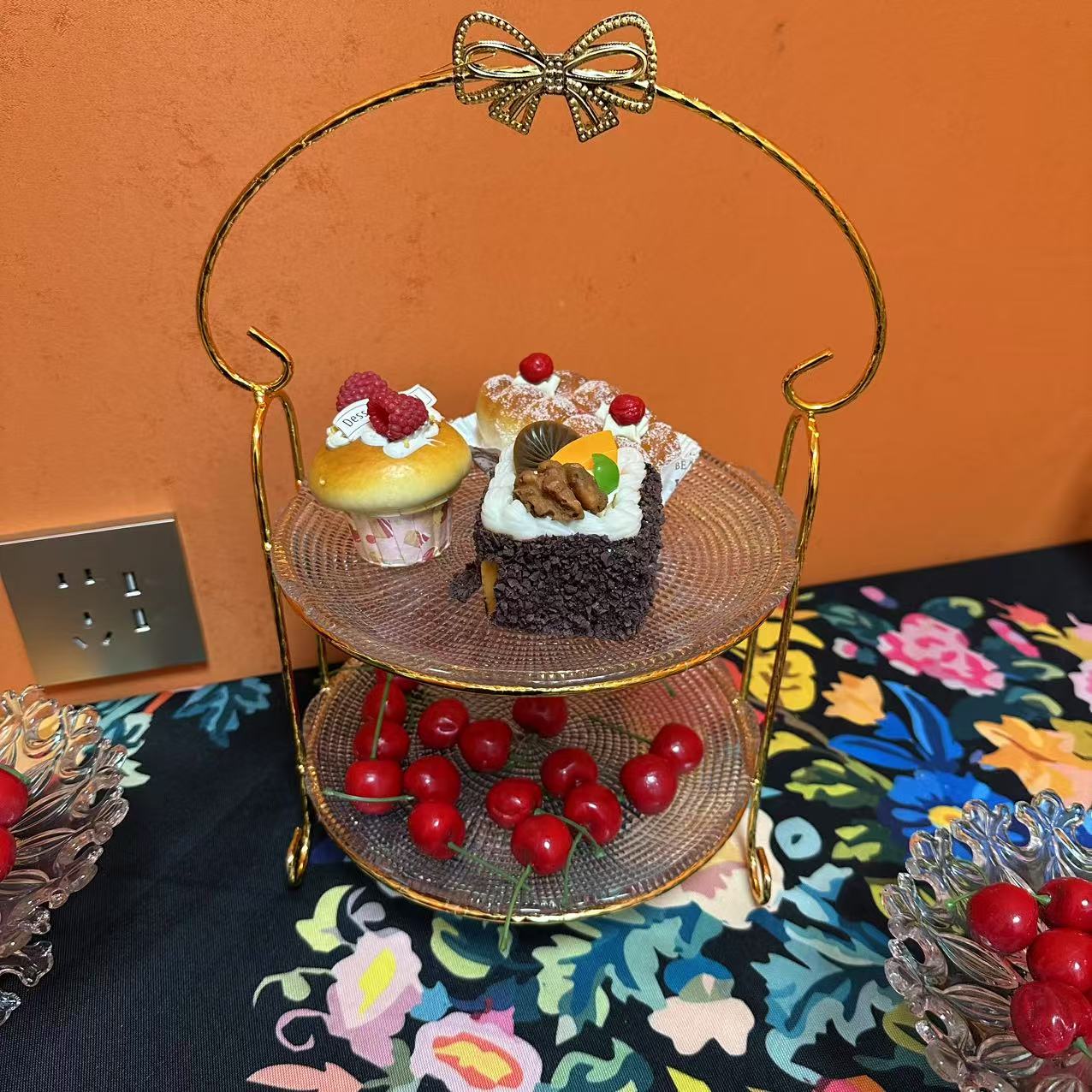 【简爱好物】网红家用手提创意圆形甜品盘家用客厅水果盘