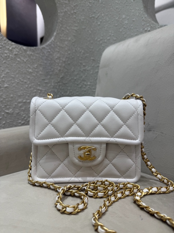99新 Chanel/香奈儿 Chanel豆腐包白金单肩斜挎包