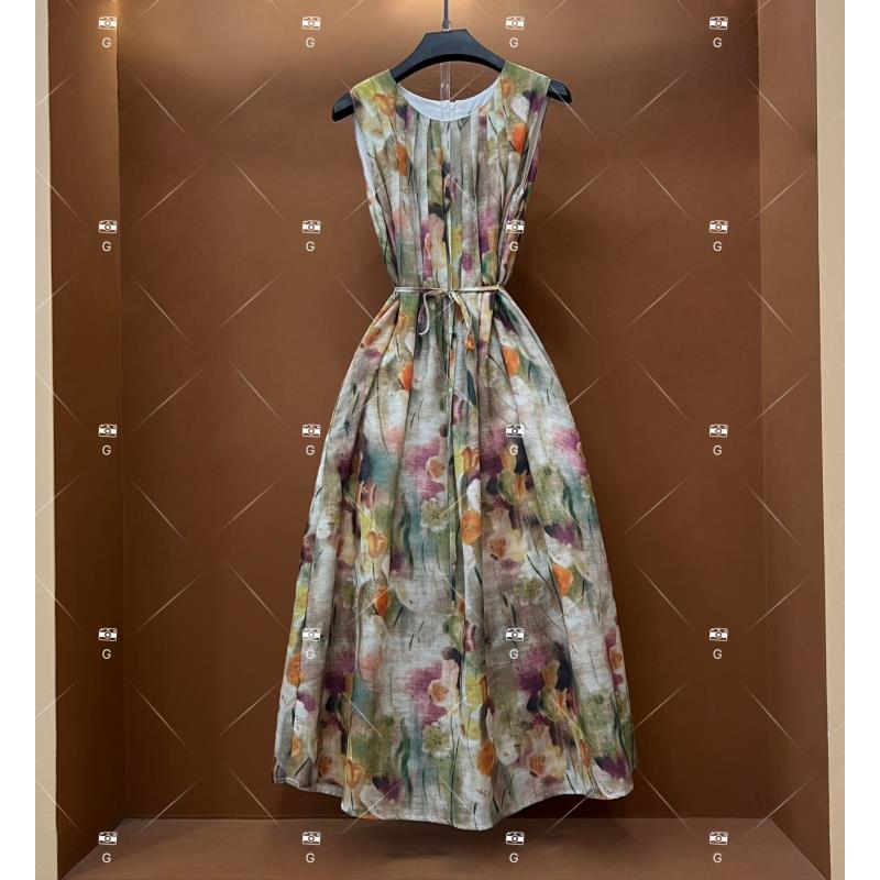 【李娜】夏季新款复古时尚百搭印花无袖连衣裙 D845-3