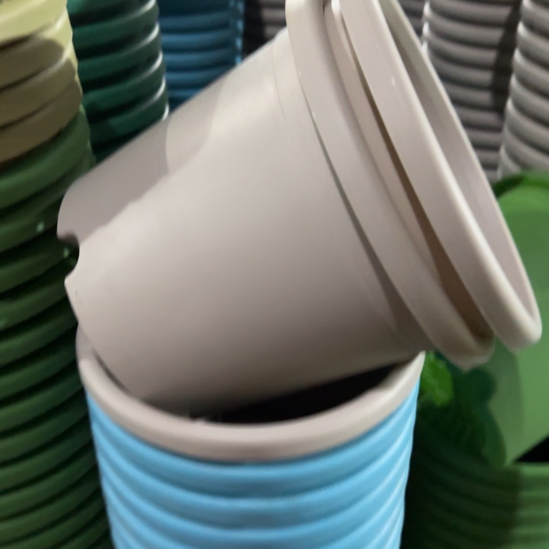 树脂四季盆3#无拖灰白微瑕10