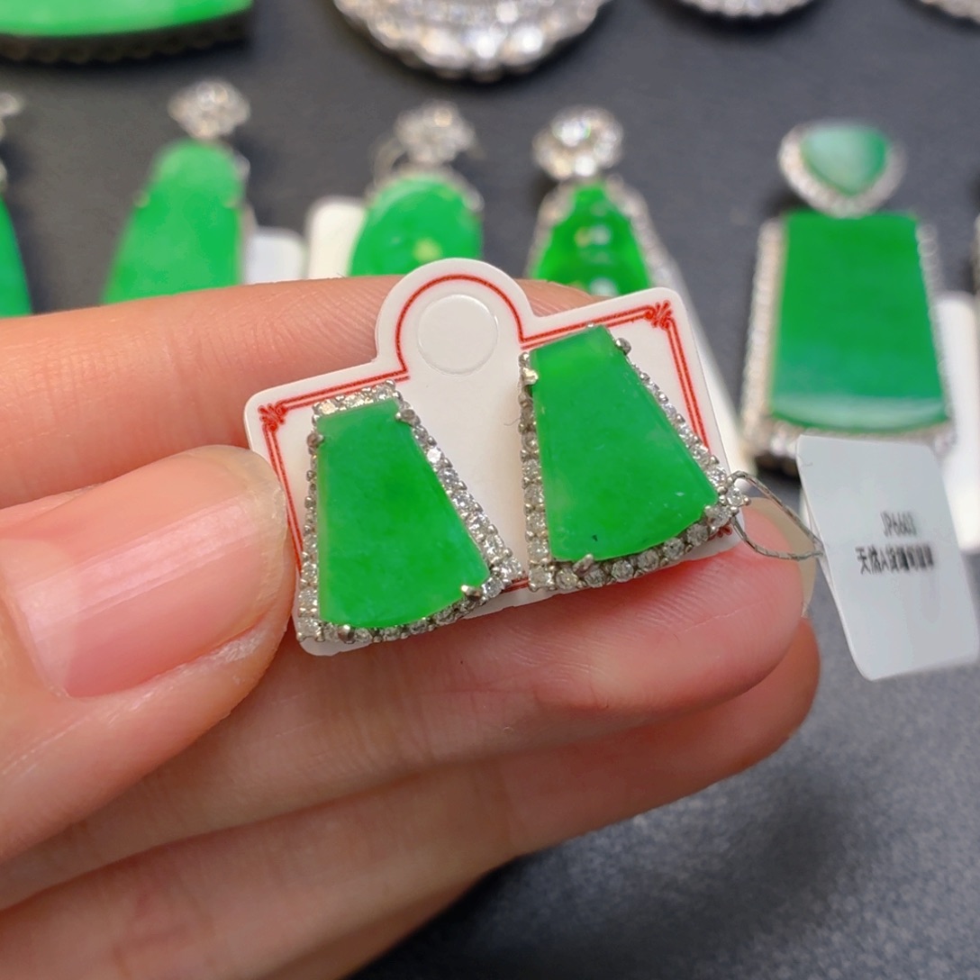 樱***翡翠银S925镶嵌吊坠(不含链)耳钉