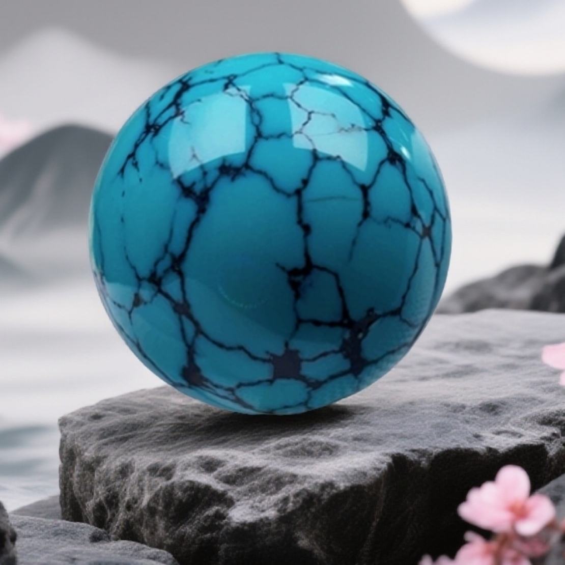 【先鉴后发】湖北十堰天然原矿绿松石高瓷蓝圆珠19.3mm