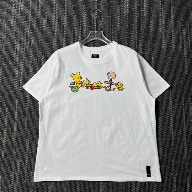 99新 FENDI/芬迪 卡通印花logo圆领短袖短袖/XL码/4581