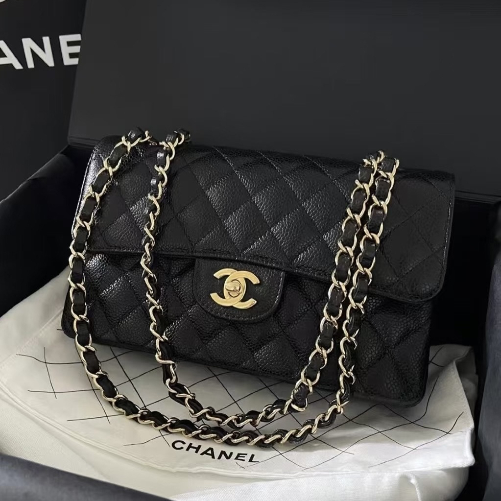 未使用 Chanel/香奈儿 黑金CF小号 23年芯片款 经典口盖包