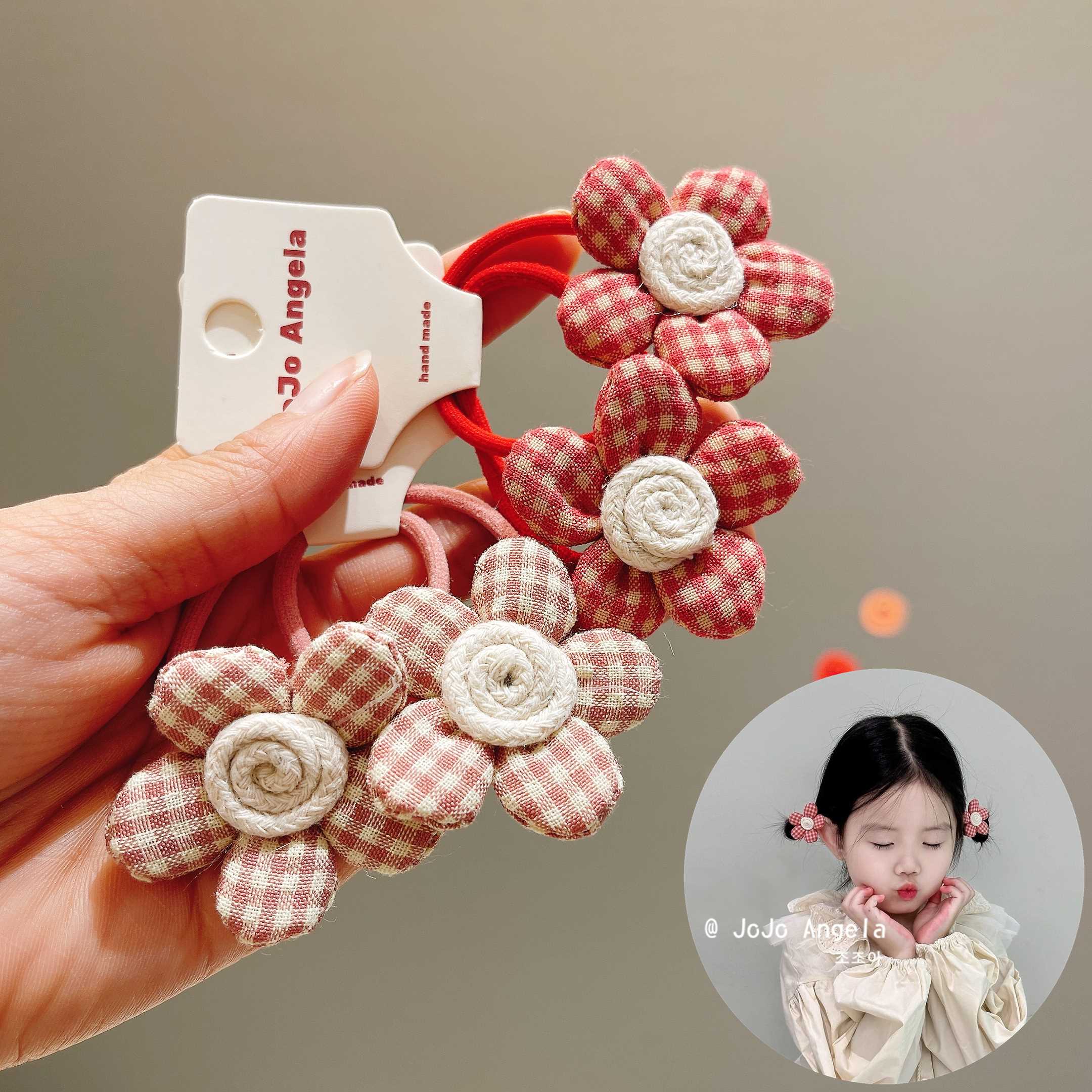 JoJo儿童发饰女童可爱布艺花朵发圈宝宝皮筋不伤发女孩扎头绳头饰