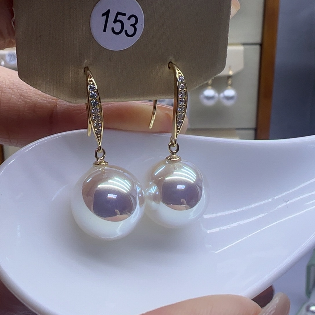 淡水珍珠银S925镶嵌耳饰