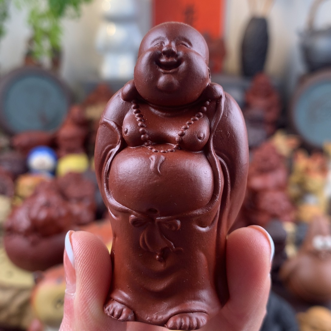 紫砂茶宠站立笑佛