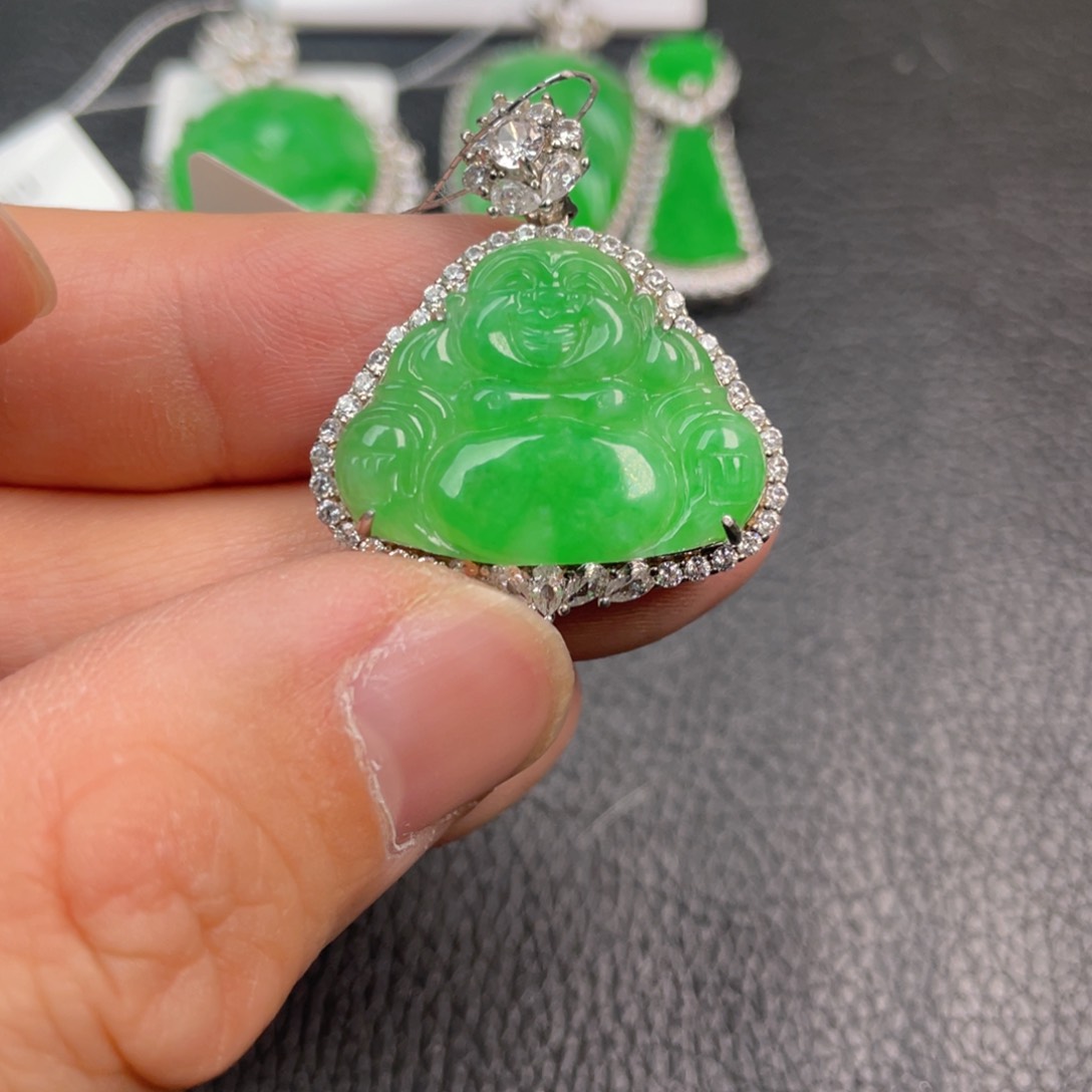 翡翠吊坠(不含链)银S925镶嵌吊坠