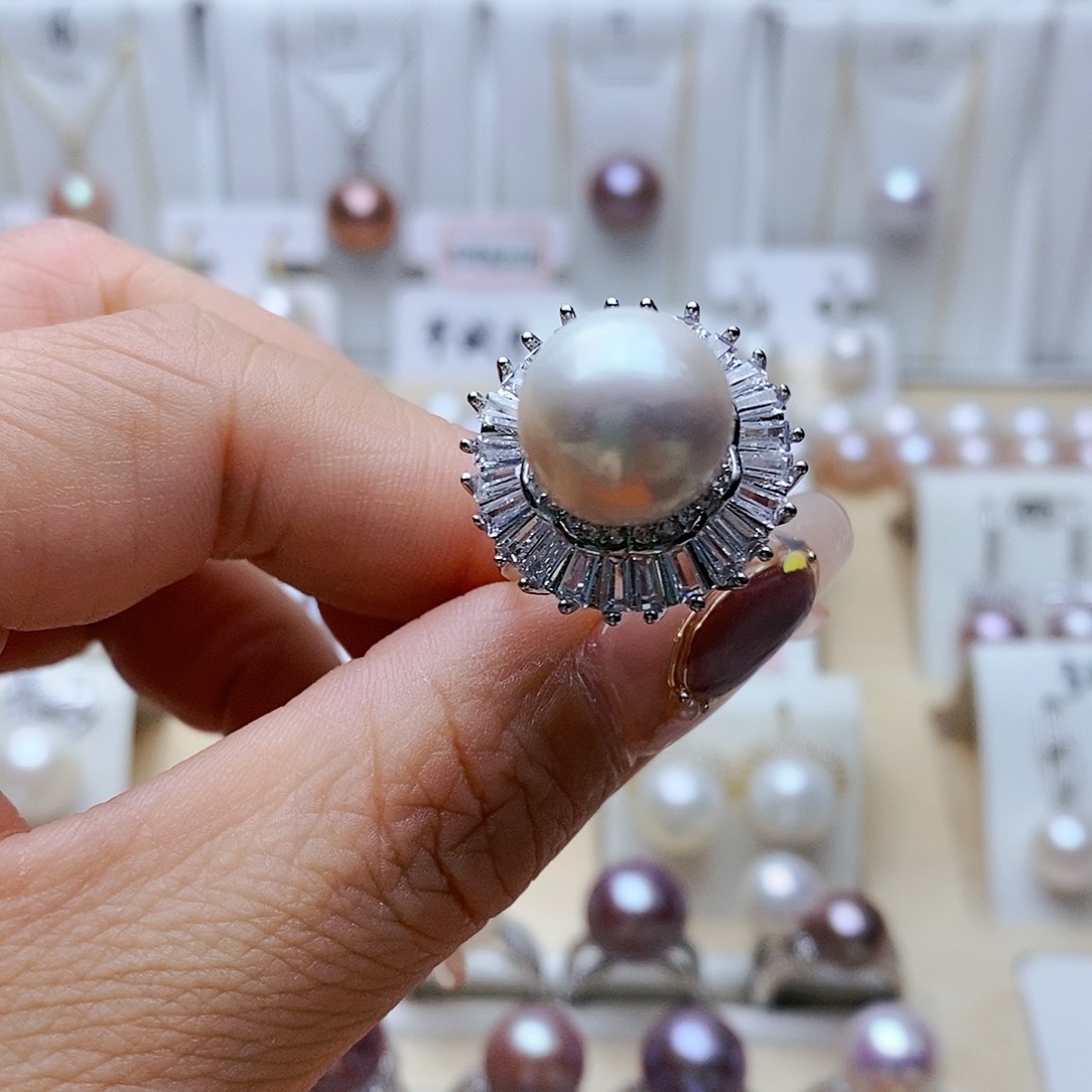 淡水珍珠戒指合金