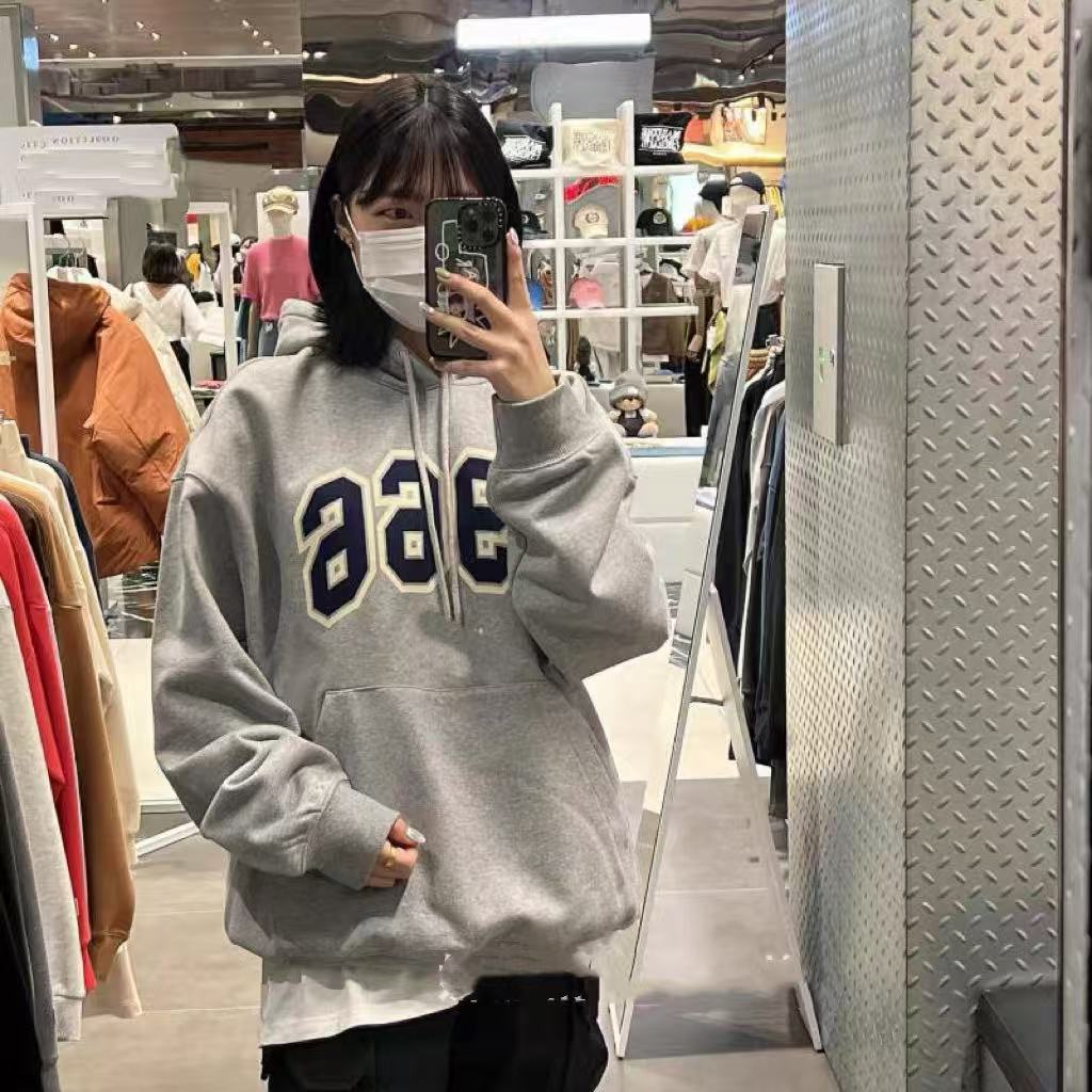 1966 T什么F秋冬季灰色款连帽卫衣加绒女款宽松韩版