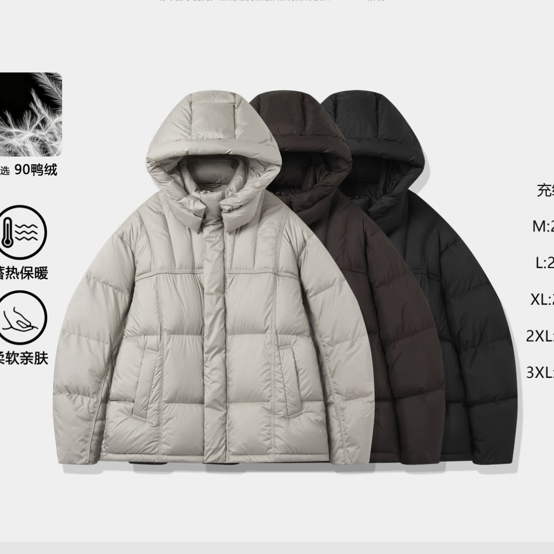 冬季新款加厚高充绒量可拆帽情侣款云朵泡芙保暖时尚百搭羽绒服