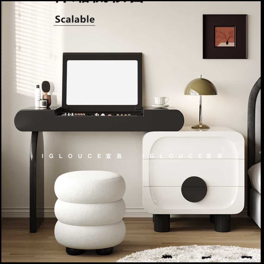 实木梳妆台斗柜一体卧室复古小户型高档翻盖化妆桌