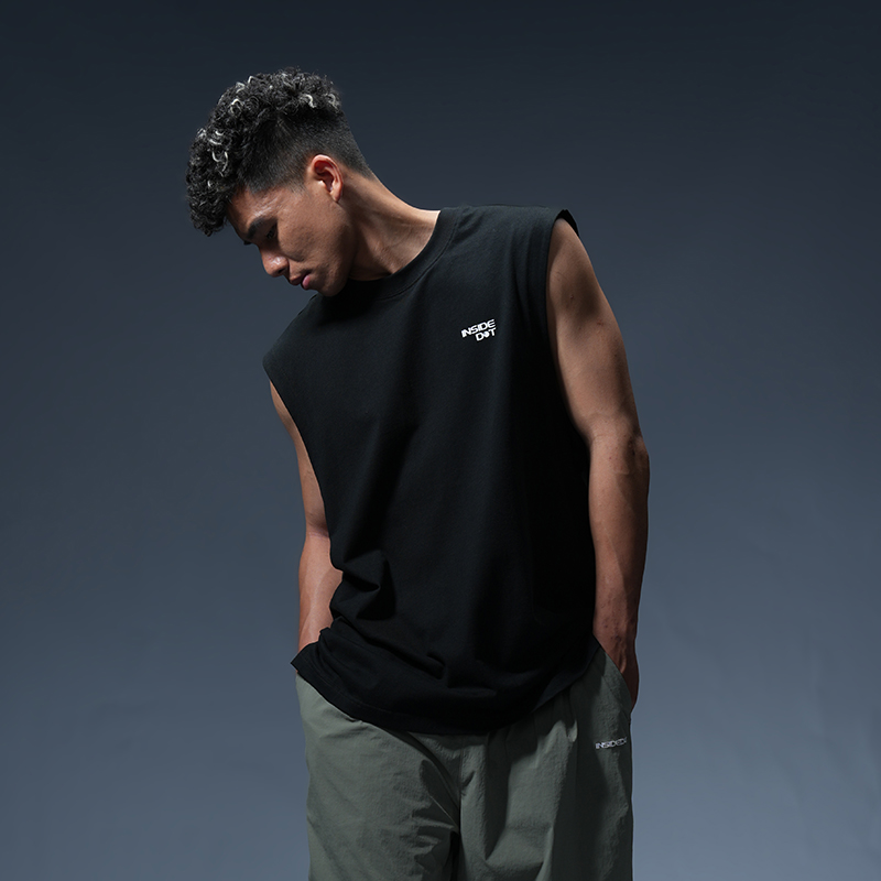 INSIDEDOT 2025春夏新款经典LOGO休闲背心男基础印花无袖T恤坎肩