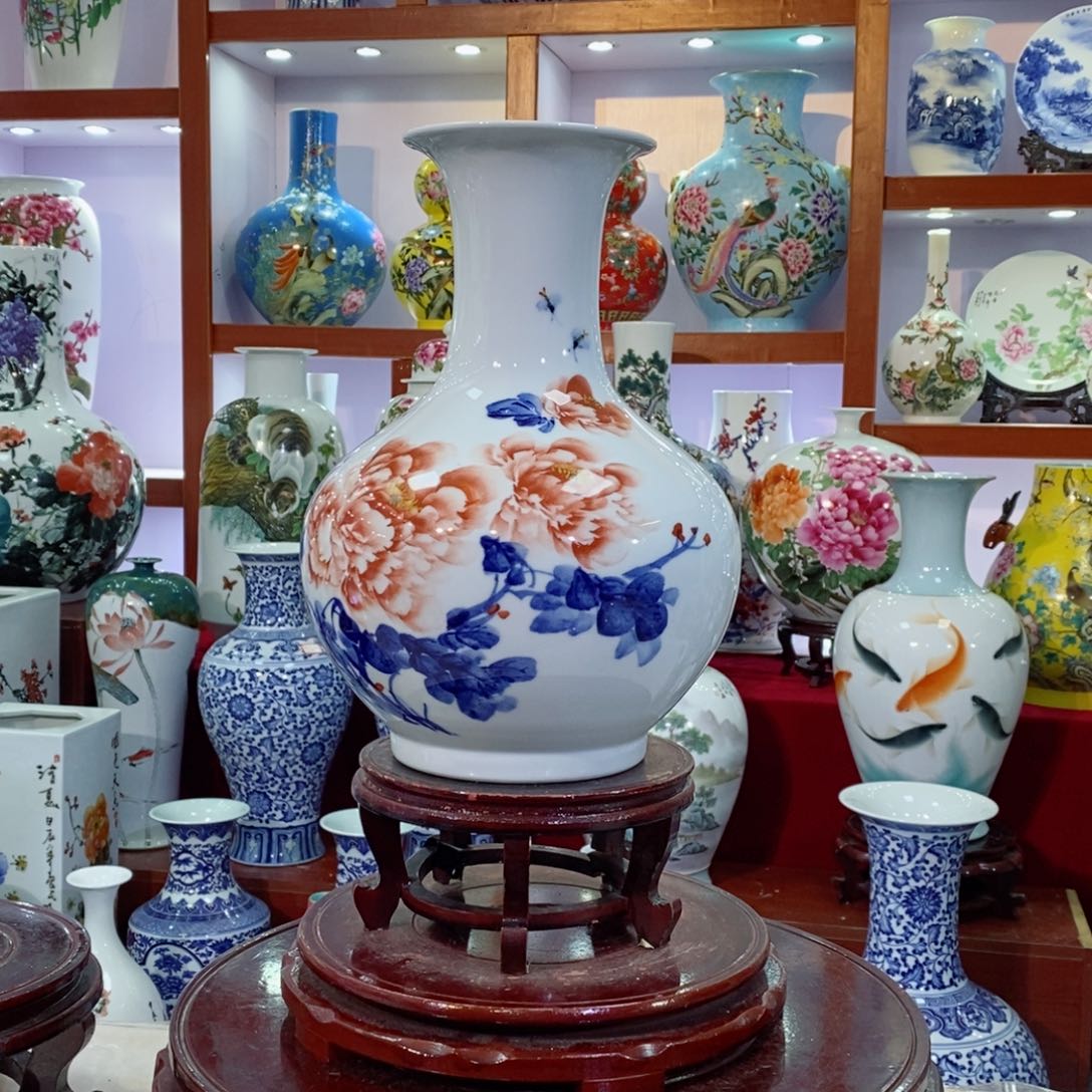 瓷片花开富贵牡丹花瓶