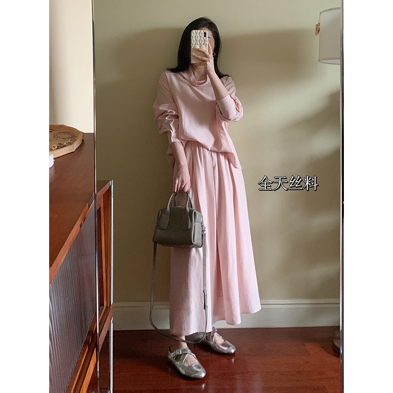 【现货清仓】花总吖【悉尼假期】全天丝荡领衬衫+A摆半身裙R425A01688