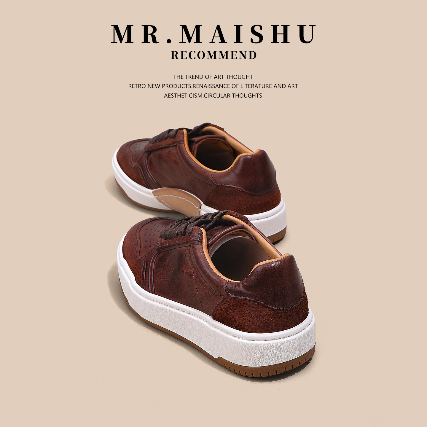 MRMAISHU水洗手工马皮阿甘德训鞋女款2025新款早秋百搭休闲运动鞋