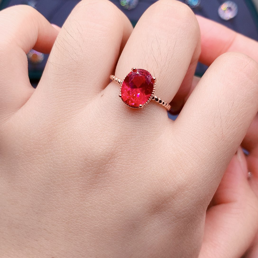 红宝石戒指银S925镶嵌