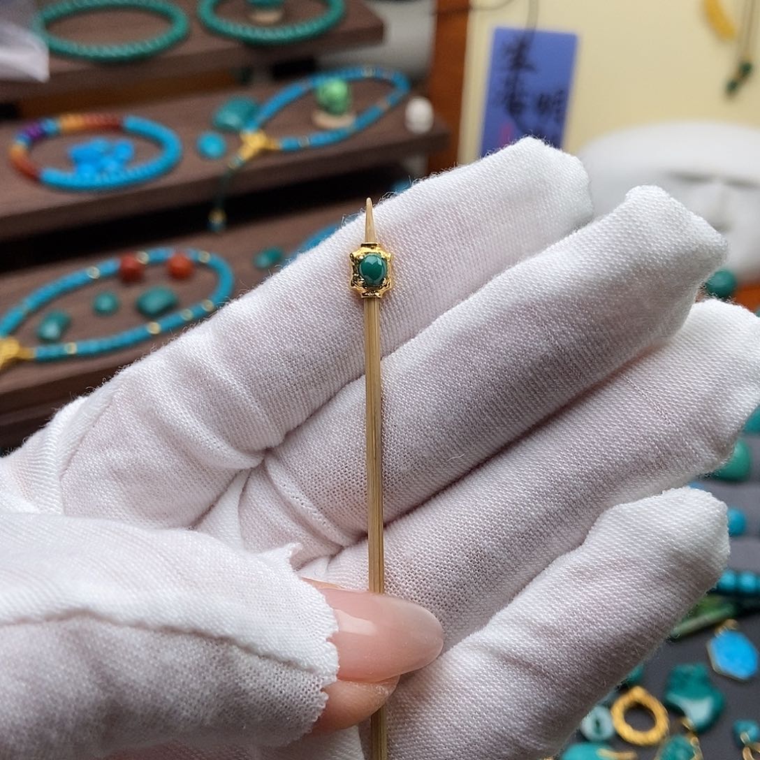 绿松石18K金镶嵌绿松石配饰h