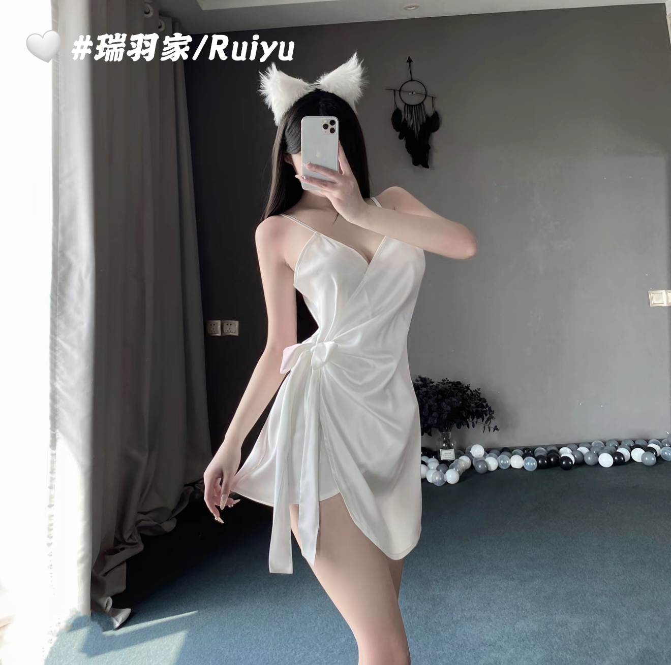 「月光芭蕾」褶皱性感超短裙印染有弹性女睡裙夏季连衣裙设计感