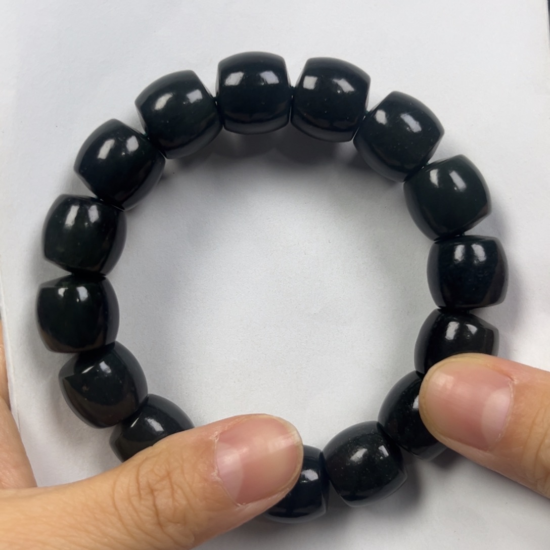 和田玉手链未镶嵌卡14直切