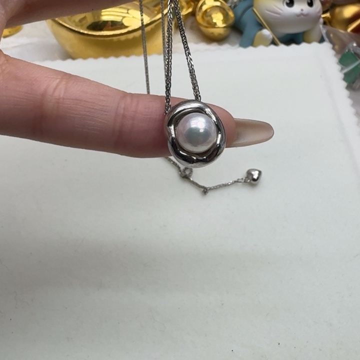 海水珍珠银S925镶嵌颈饰