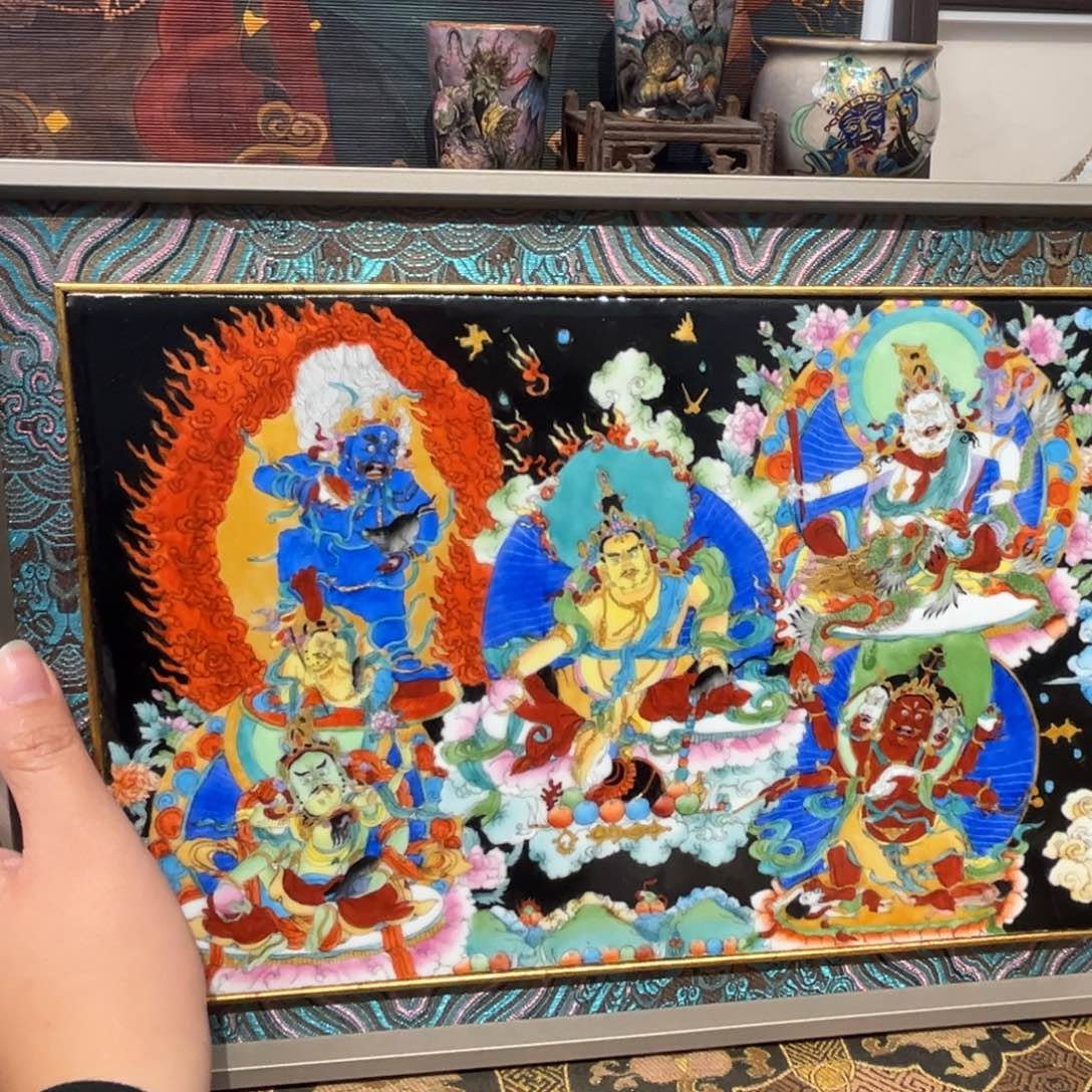 手工手绘五财瓷板画