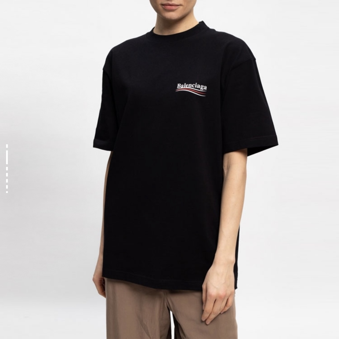 99新 Balenciaga/巴黎世家 52942/黑色可乐Logo印花短袖T恤/S码
