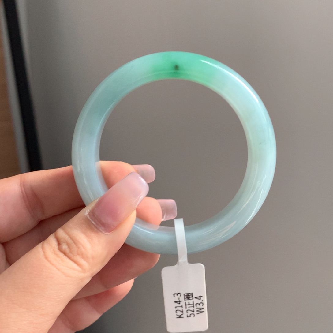 翡翠手镯未镶嵌8 53果冻底金丝正圈