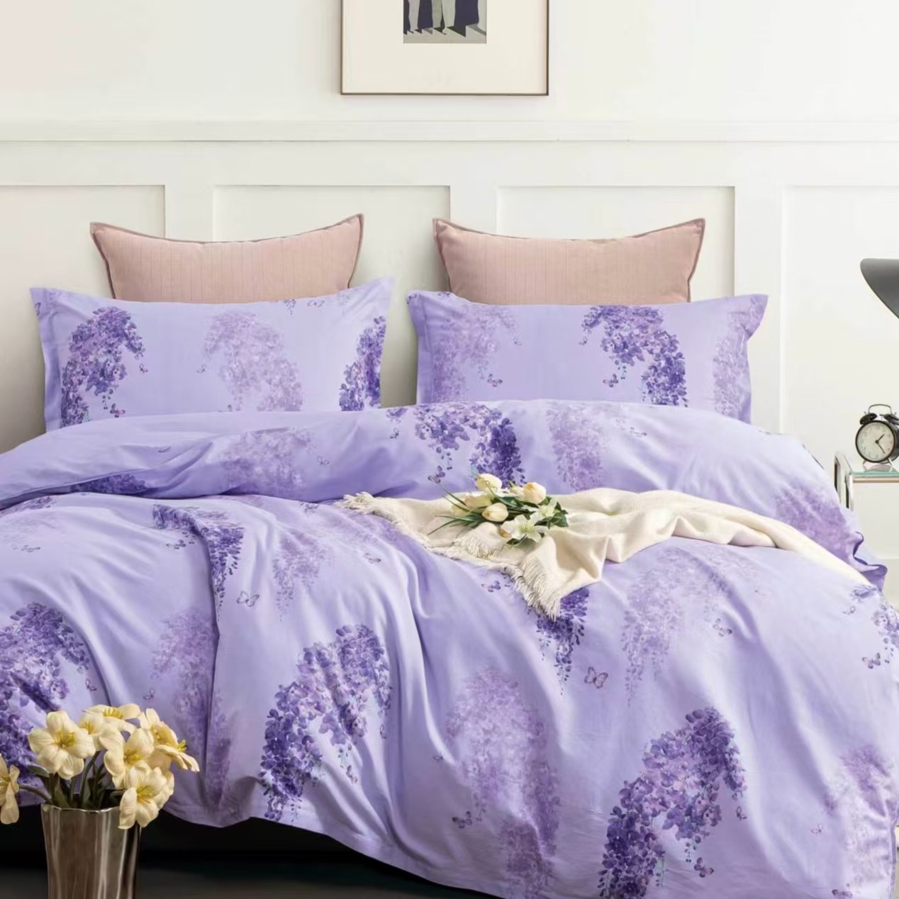 100%纯棉斜纹棉布头床单（田园蝶梦111号）