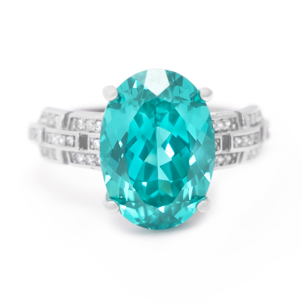 轻奢精致碧玺/帕拉伊巴霓虹蓝绿色925戒指活口戒-293