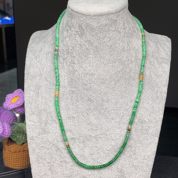 翡翠未镶嵌手链多宝算盘珠