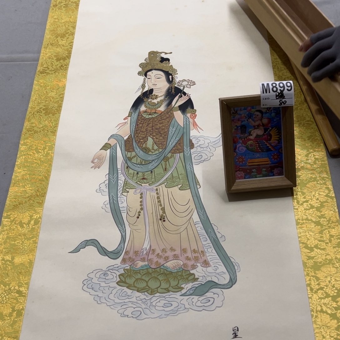 国画暖***半印临摹人物挂轴