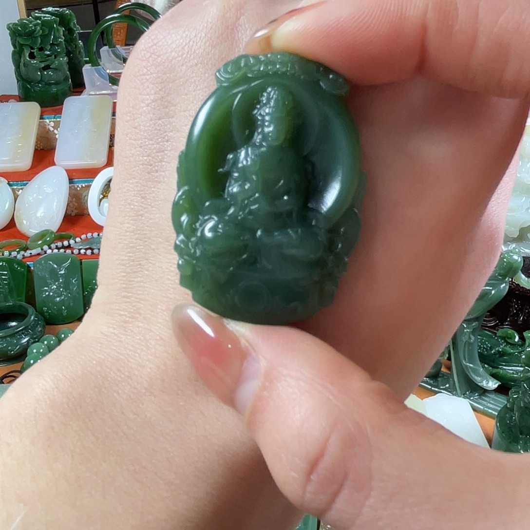 热***爱和田玉（碧玉）未镶嵌挂件