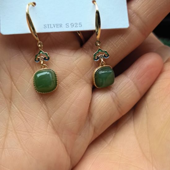 和田玉（碧玉）未镶嵌戒指耳钉