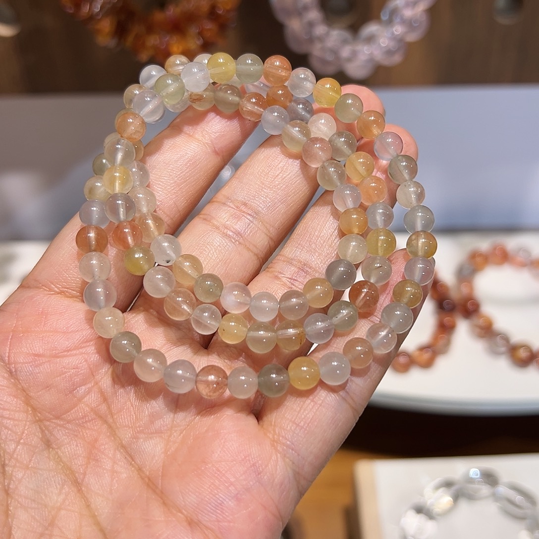 红***茶未镶嵌水晶手绳兔毛三圈拍4个数量