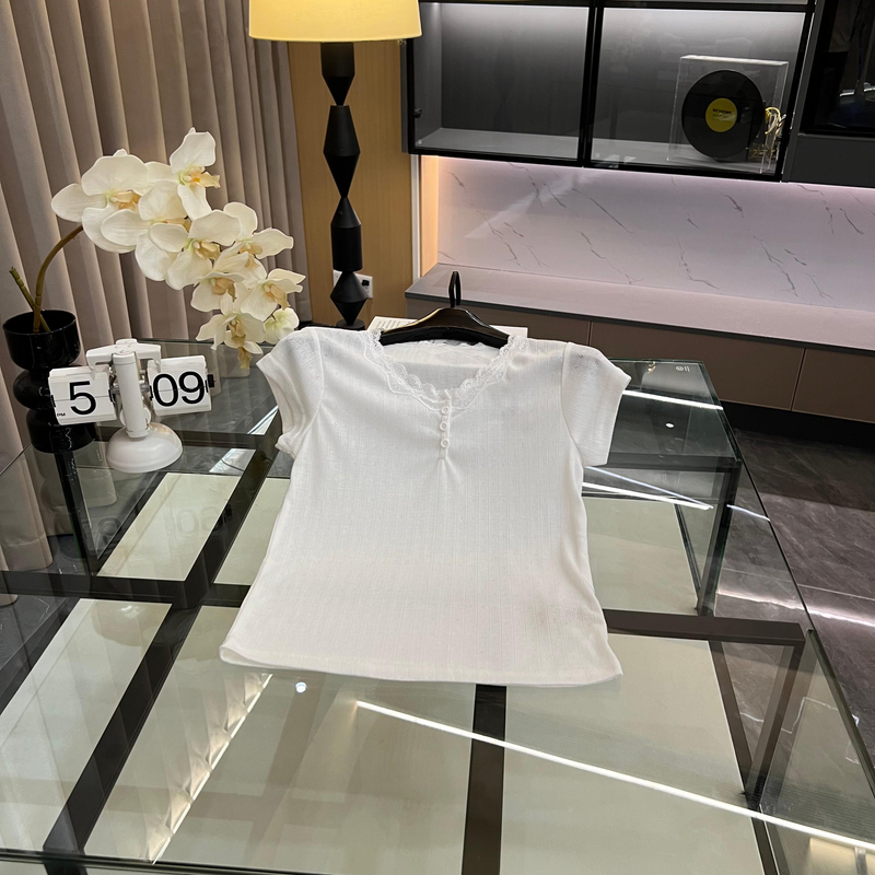 时尚女士薄款简约针织衫短袖时尚上衣百搭通勤GK-166