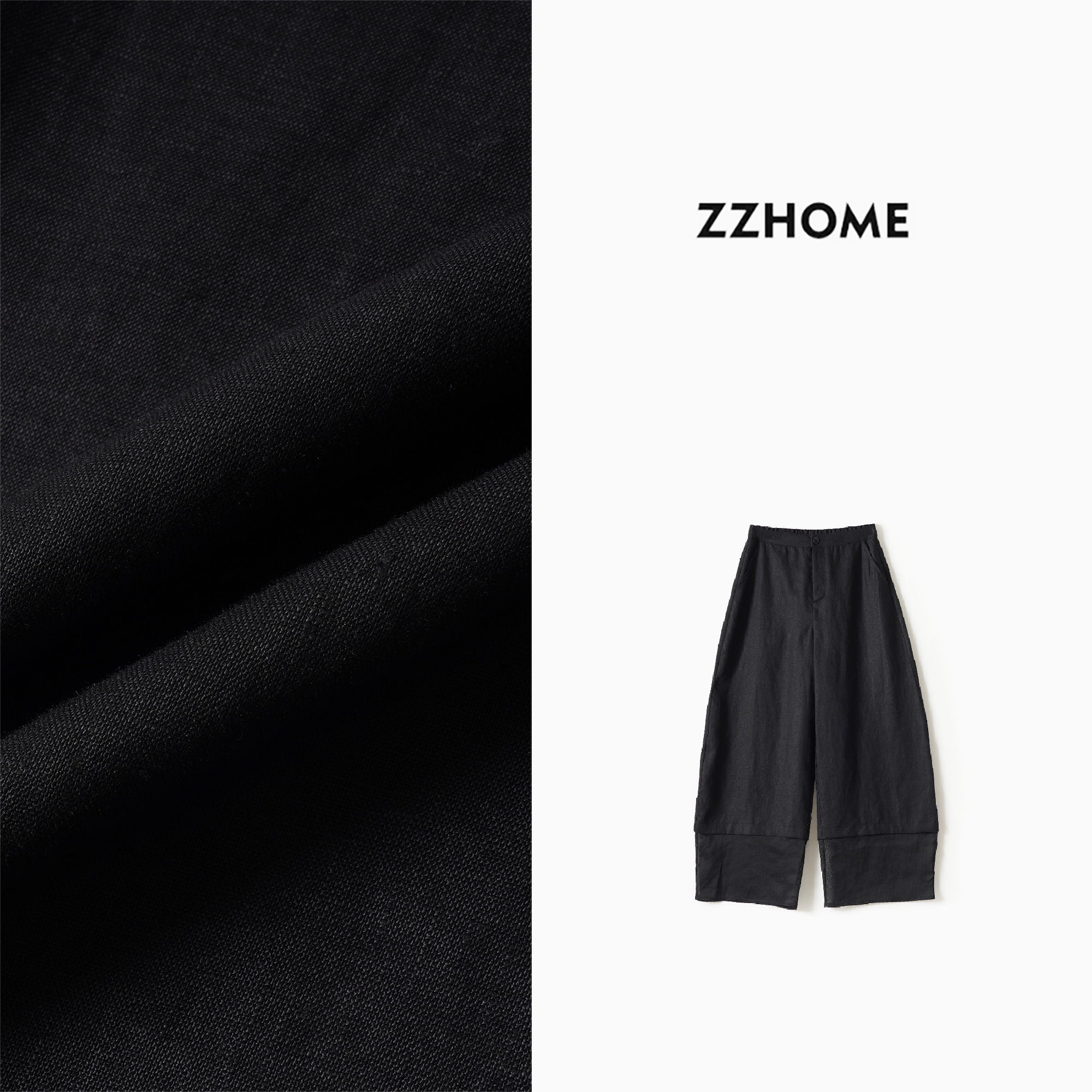 ZOZO HOME | 多元时髦双色亚麻时尚百搭款休闲拼接9分裤q174477p