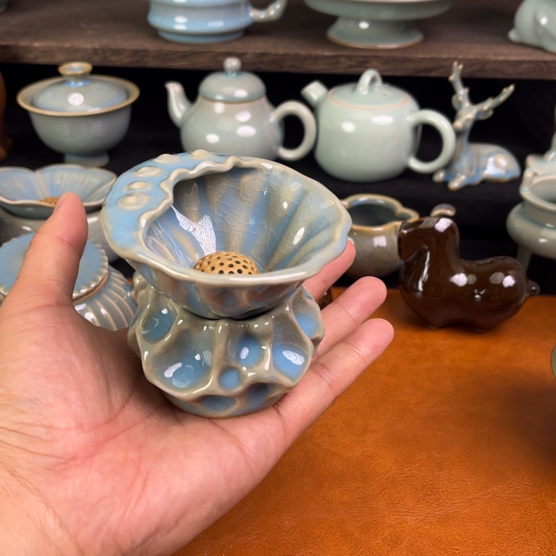 【闪购商品】莲蓬茶漏汝瓷天蓝
