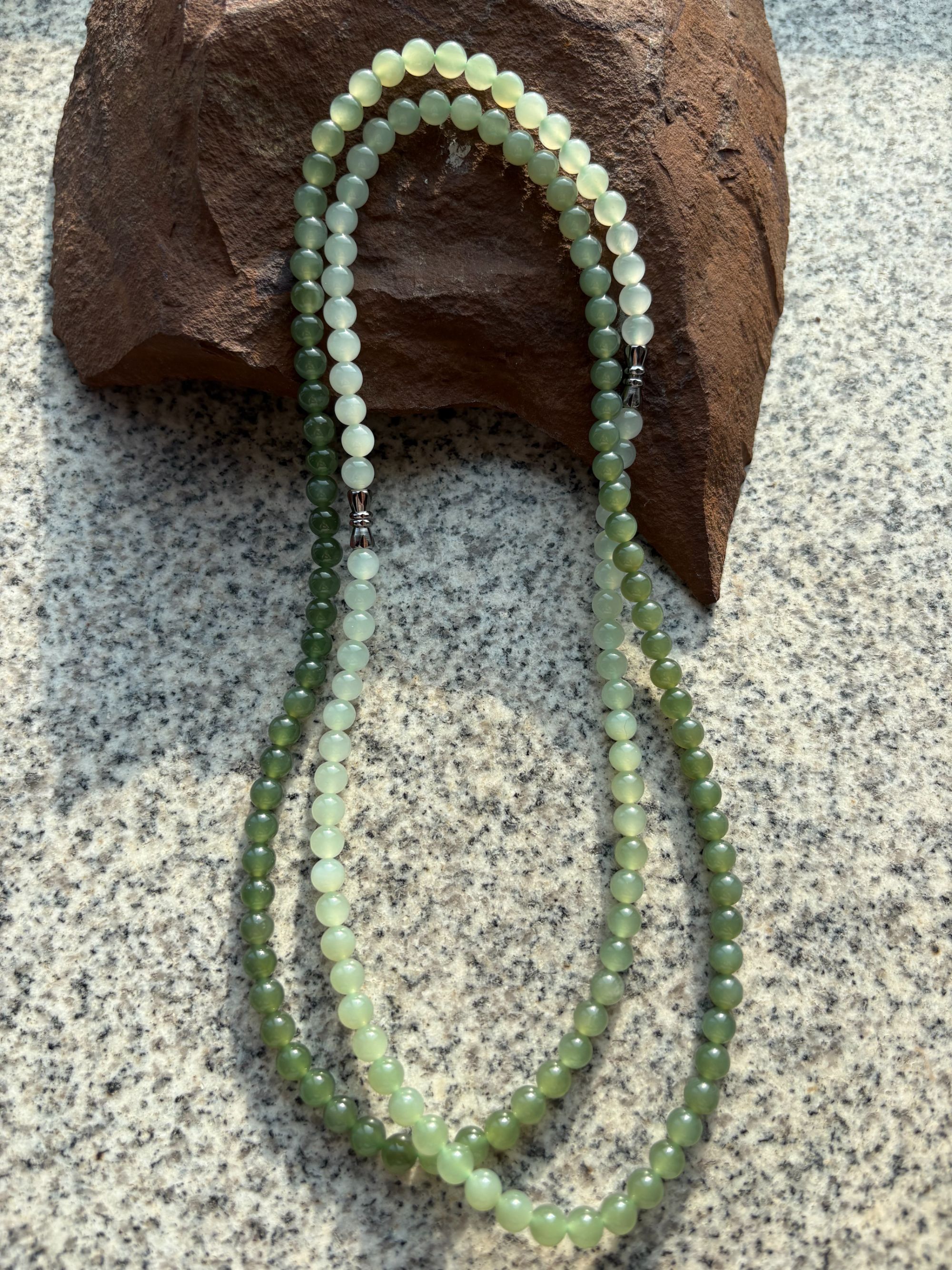 和田玉渐变晴水项链卡6mm妈妈链