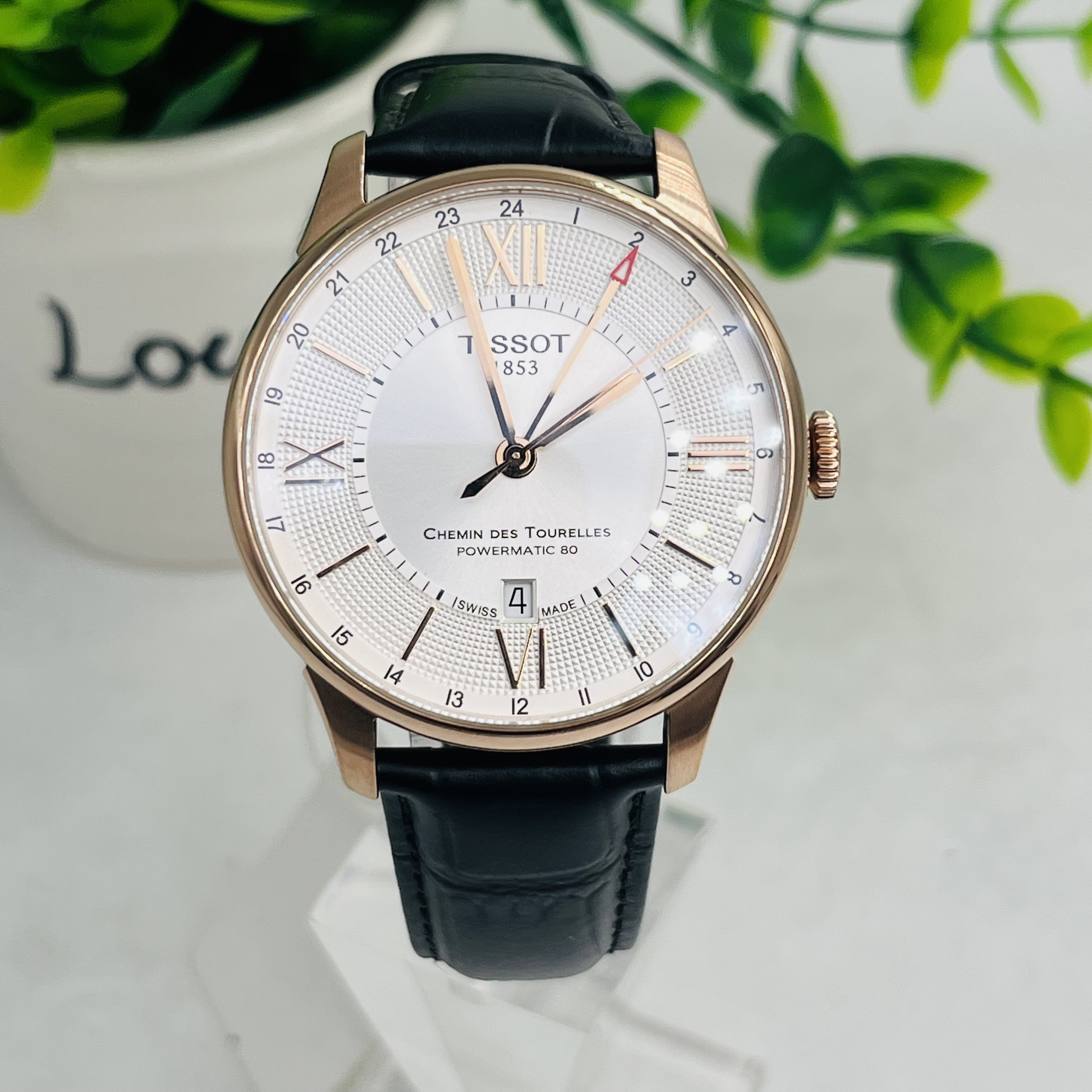 99新 Tissot/天梭 臻时/杜鲁尔双时区渐金色瑞士机械男士腕表
