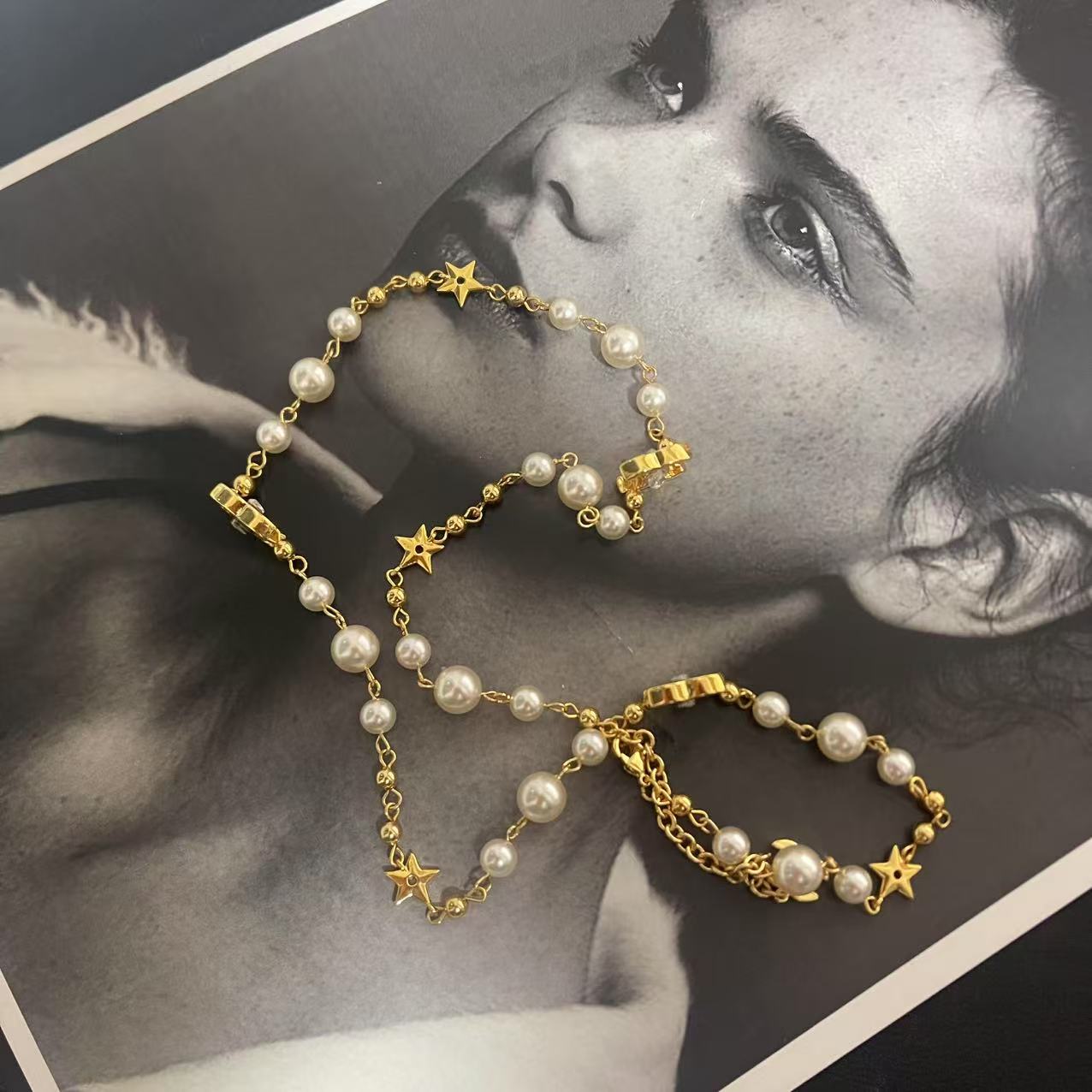 铜合金仿珍珠项链 小香轻奢高级感金色项链