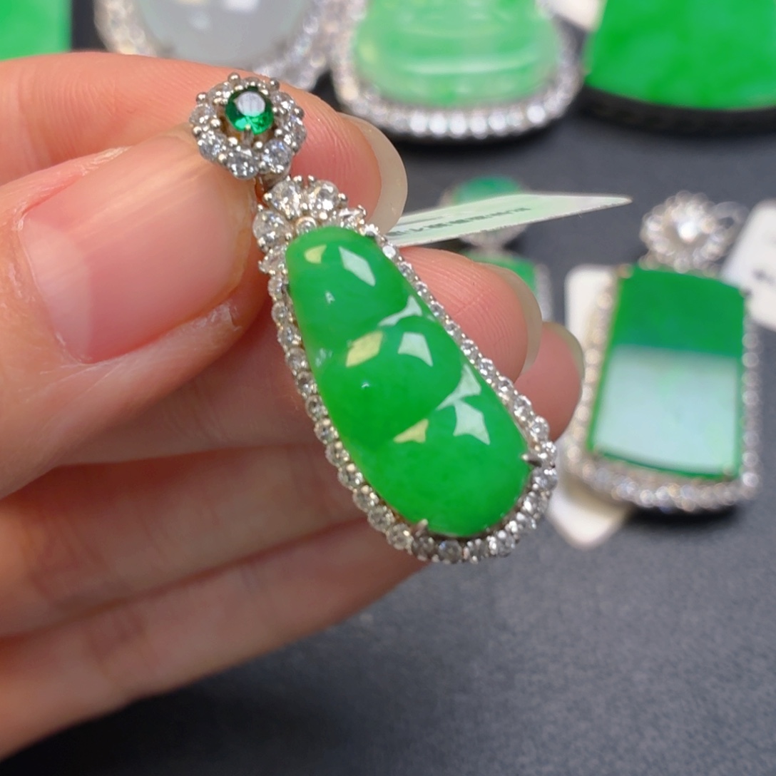 翡翠银S925镶嵌吊坠(不含链)