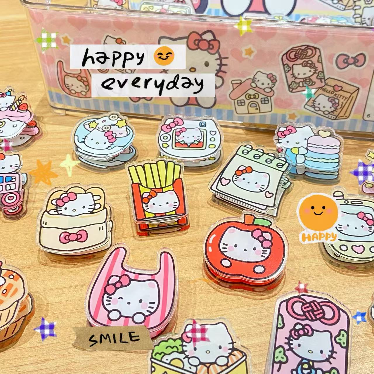 可爱KT亚克力屁屁夹多款图混搭学生文具套装一单到手一盒50个