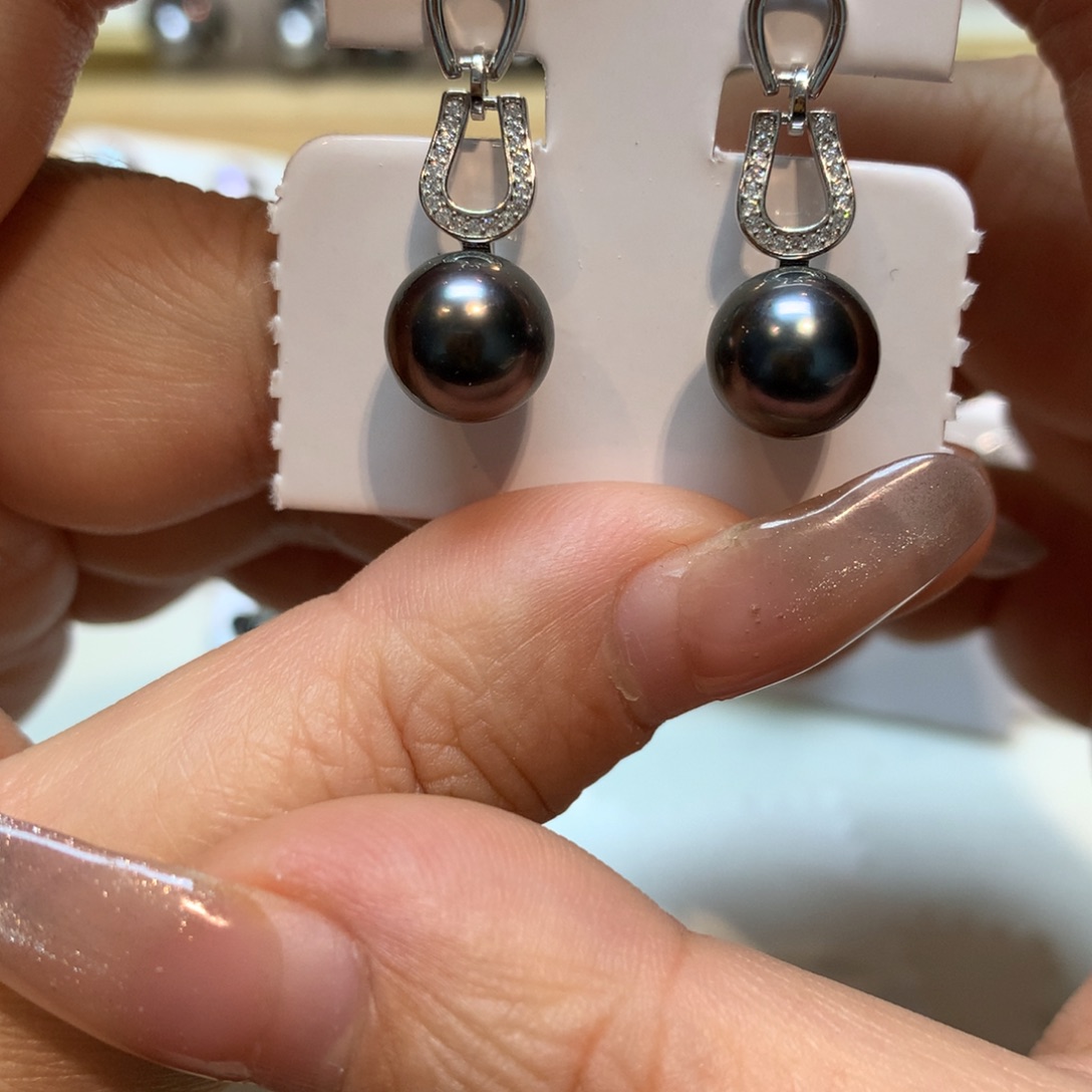 海水珍珠耳饰银S925镶嵌