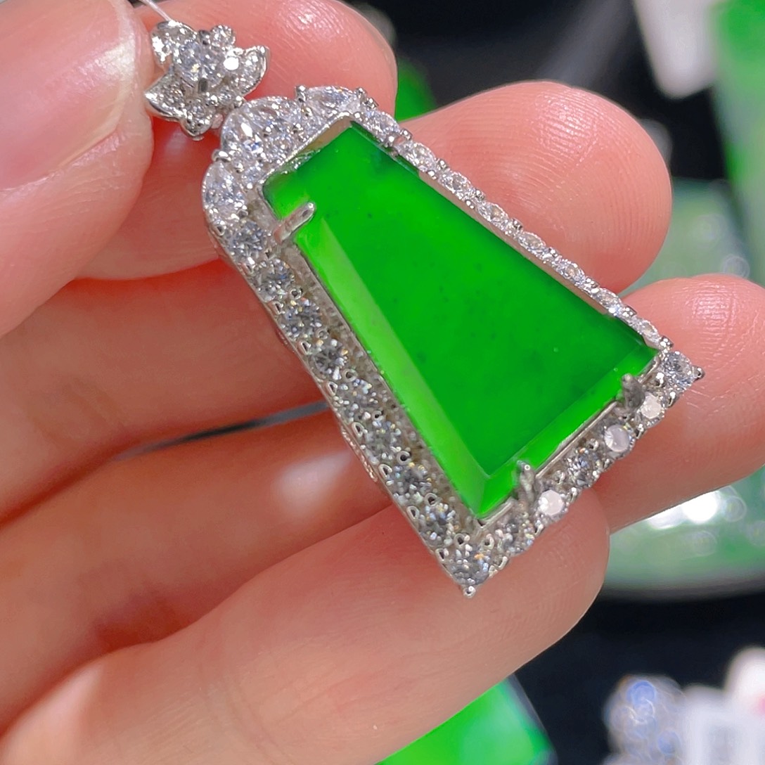 翡翠吊坠(不含链)银S925镶嵌