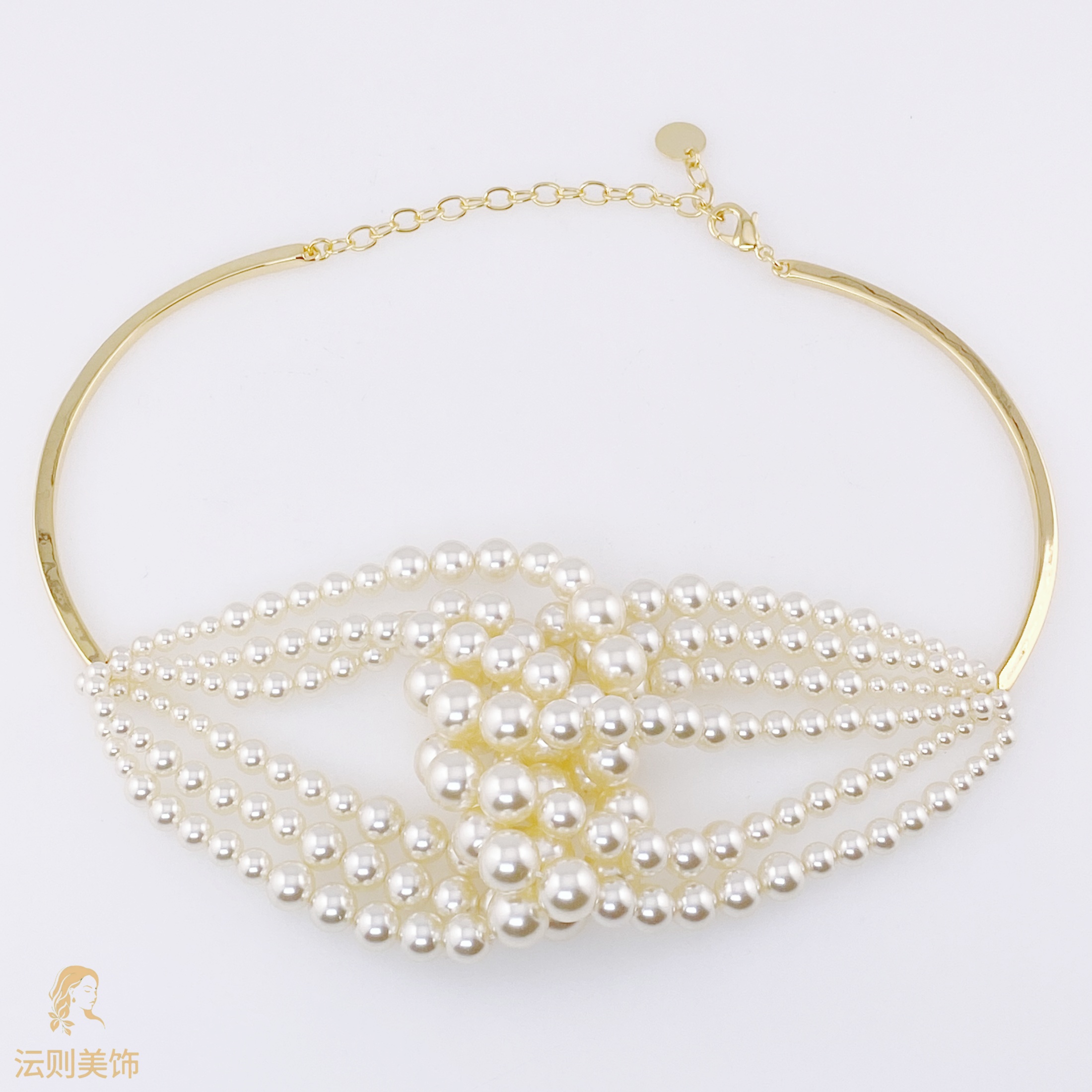 铜合金锆石项链 Y058《赫本》瑞丽时尚珠珠项链