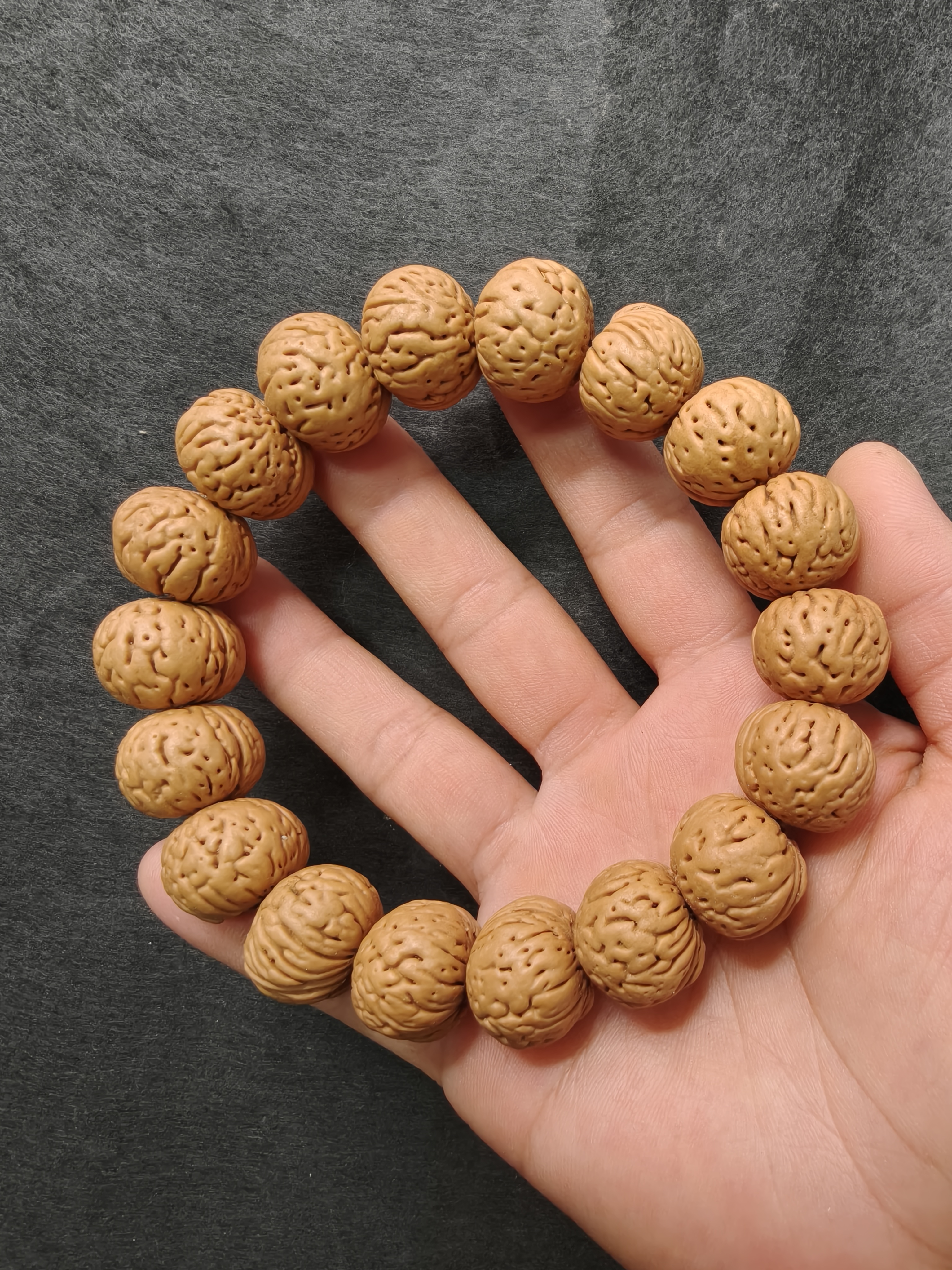 纯野生水晶皮肌肉元宝磨盘桃核手串一物一图边18.5肚19高16MZ036